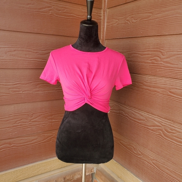 NWT SHEIN EZwear Hot Pink Twist Hem Crop Top Size XS (2) - Picture 6 of 12